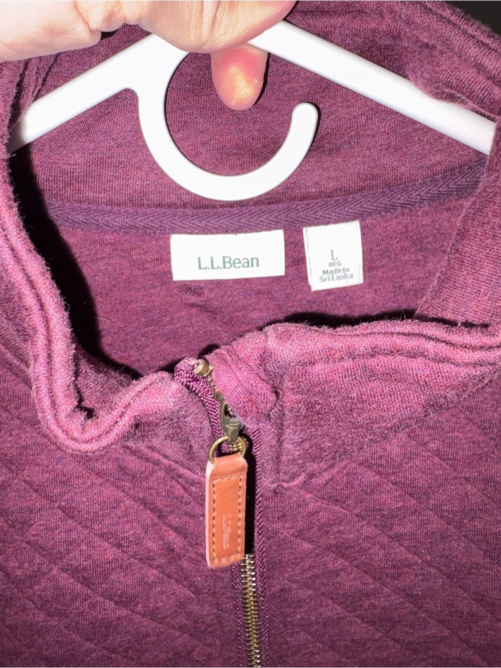 L.L. Bean Quilted Full-Zip Bomber Jacket - Plum - Picture 3 of 3
